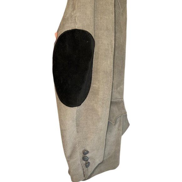 Vtg 1970s H Bar C Hi Sierra Gray Corduroy 2 Button Blazer w/ Suede Elbow Sz 48L - Picture 3 of 8